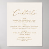 Fijne Gouden Calligrafie Crème Cocktails Menu Poster (Voorkant)