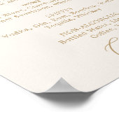 Fijne Gouden Calligrafie Crème Trouw Drankmenu Poster (Hoek)