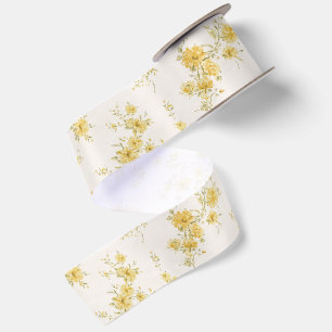 Fijne gouden gele vintage bloempatroon lint