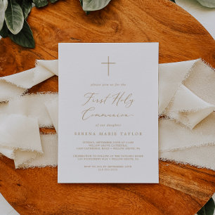 Fijne gouden kalligrafie Eerste Heilige Communie Kaart