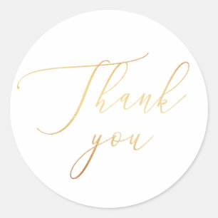 Fijne Gouden Schrift Calligrafie Huwelijks Dankjew Ronde Sticker