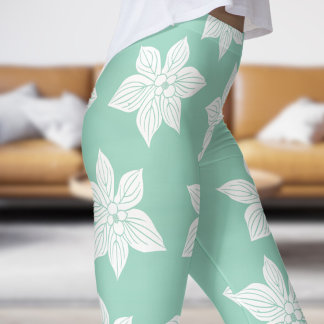 Fijne groene Blauwgroen bloemenpatroon Leggings