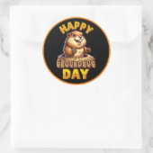 Fijne Groundhog Dag, Fun Februari Ronde Sticker (Tas)