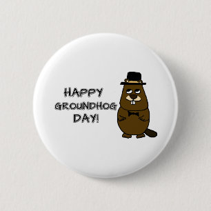 Fijne Groundhog Dag! Ronde Button 5,7 Cm