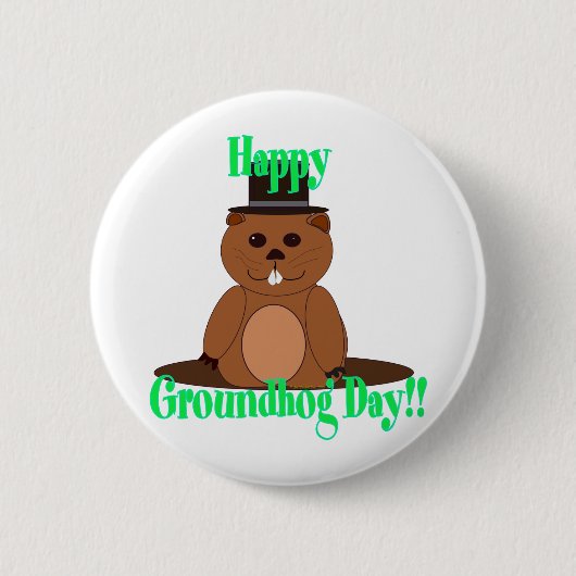 Fijne Groundhog Dag! Ronde Button 5,7 Cm (Voorkant)