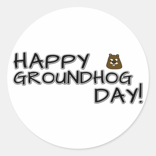 Fijne Groundhog Dag! Ronde Sticker (Voorkant)