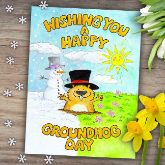 Fijne Groundhog Day Briefkaart
