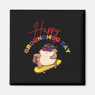 Fijne Groundhog Day Grappige Groundhog Day Skatebo Magneet