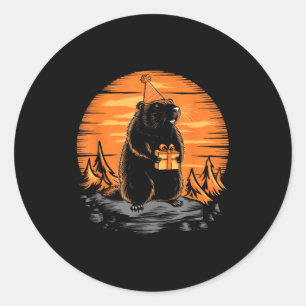 Fijne Groundhog Day Grond Hond Met Verjaardagsfees Ronde Sticker