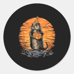 Fijne Groundhog Day Grond marmot met verjaardagsfe Ronde Sticker
