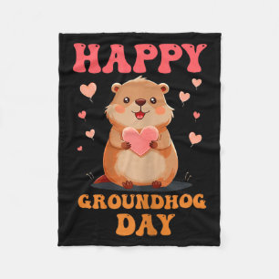 Fijne Groundhog Day Schattige Vintage Groovy Kunst Fleece Deken