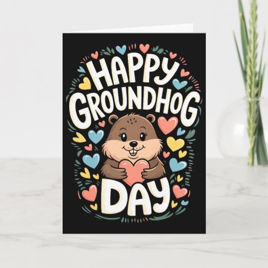 Fijne Groundhog Day T-shirt Grappige Groundhog Day Kaart (Voorkant)