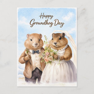 Fijne Groundhog Day waterverf groet Feestdagenkaart