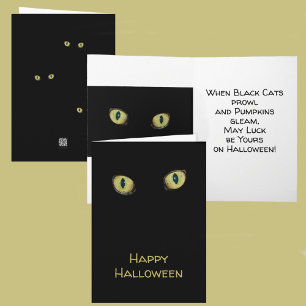 Fijne Halloween Fotografische Gele Kattenogen Zwar Kaart