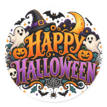 Fijne Halloween Geesten Schedels en Pompoenen Stic