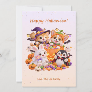 Fijne Halloween Grappige Dieren Kostuum Feestkaart Feestdagenkaart