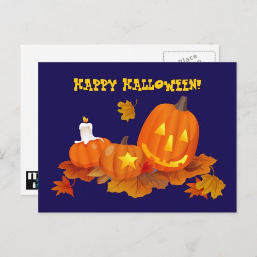 Fijne Halloween! Grappige Jack O'Lanterns Briefkaart (Voorkant / Achterkant)
