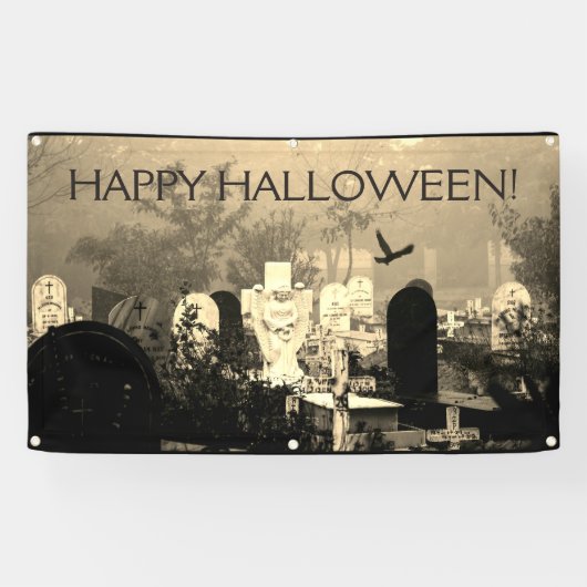 FIJNE HALLOWEEN! Graveyard-banner Spandoek (Horizontaal)