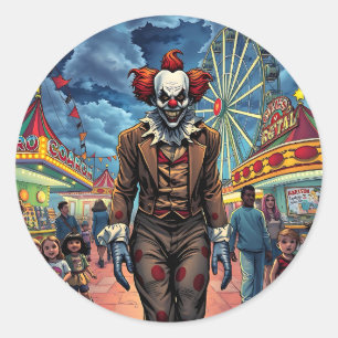 Fijne Halloween griezelige clown Ronde Sticker