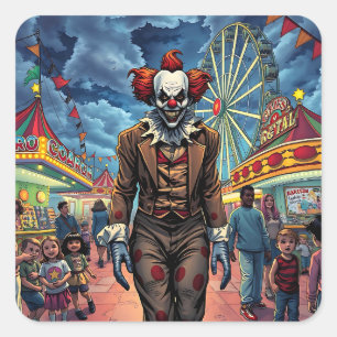 Fijne Halloween griezelige clown Vierkante Sticker
