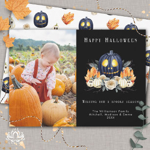 Fijne Halloween Griezelige Pompoenen Kristallen Fo Feestdagenkaart