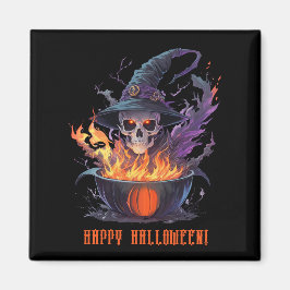 Fijne Halloween! Heksen schedel Magneet