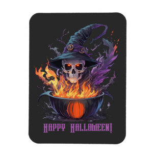 Fijne Halloween! Heksen schedel Magneet