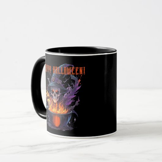 Fijne Halloween! Heksen schedel Mok (Voorkant links)