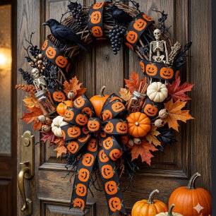 Fijne Halloween Jack O Lantern Illustratieve Kunst Lint