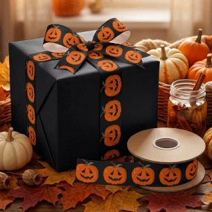 Fijne Halloween Jack O Lantern Illustratieve Kunst Lint