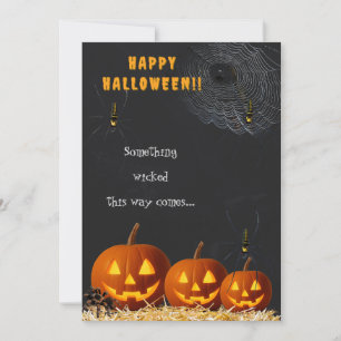 Fijne Halloween Kaart Griezelige Pompoen & Spinn