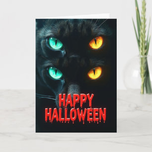 Fijne Halloween Kaart met Glinsterende Ogen