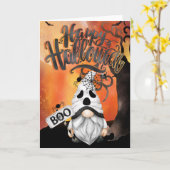 Fijne Halloween Kabouter Boe Dwerg kaart (Gele Bloem)