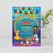 Fijne Halloween kostuum kinder feestviering Kaart (Staand voorkant)