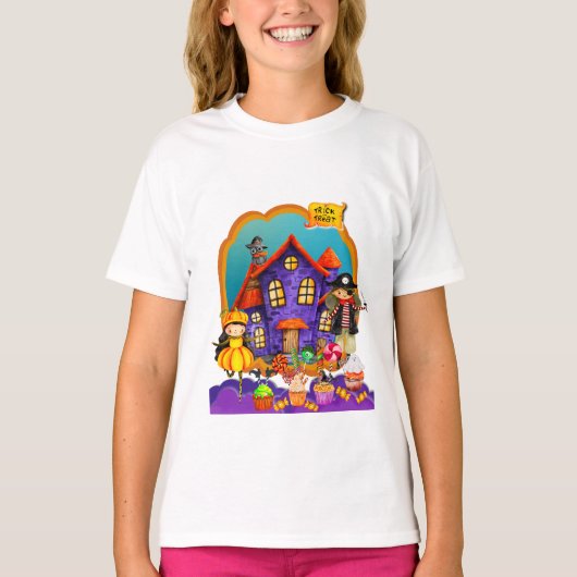 Fijne Halloween kostuum kinder feestviering T-shirt (Voorkant)