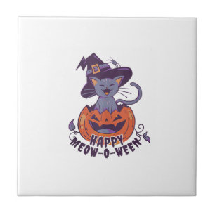 Fijne Halloween Meowoween tanktop Tegeltje
