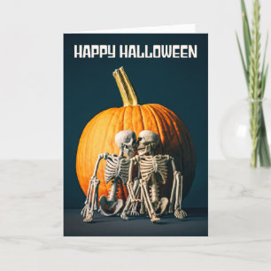 Fijne Halloween Romantische Twee Skeletten die Zoe Feestdagen Kaart