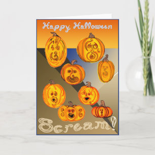 Fijne Halloween schreeuw! Pompoenen schreeuwen Kaart