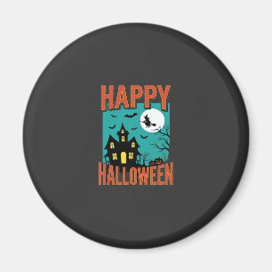 Fijne Halloween Spokenhuis Heks Ontwerp Magneet