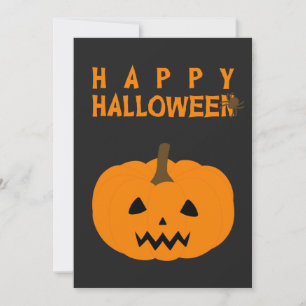 Fijne Halloween-tekst en pompoen op zwart Kaart