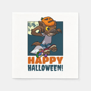 Fijne Halloween! Trick or treat Little Werewolf Servet