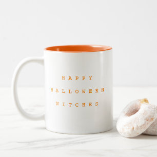 Fijne Halloween Witches Funny Sinaasappel Tweekleurige Koffiemok