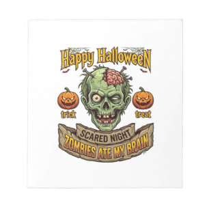 Fijne Halloween Zombies Aten Hersenen Zombie Hoofd Notitieblok