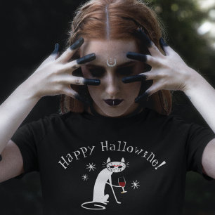 Fijne Hallowine! Halloween Wijnwoordspeling T-shirt