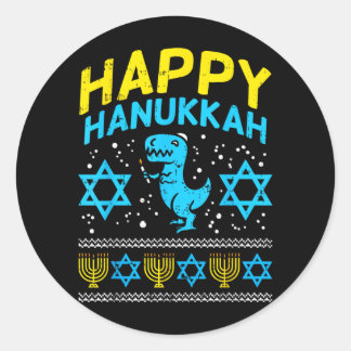 Fijne Hanukkah Jewi-Rex lelijke Chanukah trui Jong Ronde Sticker