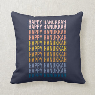 Fijne Hanukkah Kleurrijke Typografie Ontwerp Kussen