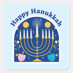 Fijne Hanukkah Vakantie Feestelijke Vierkante Stic Sticker