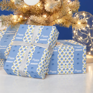 Fijne Hanukkah Waterverf Davidsterren Cadeaupapier