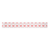 Fijne hartvormen wit rood patroon lint (Voorkant)