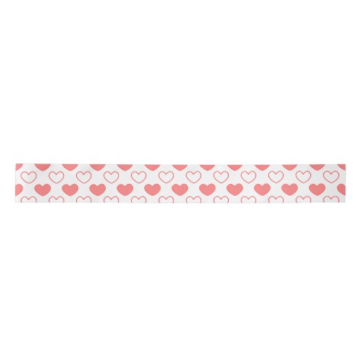 Fijne hartvormen wit rood patroon lint (Voorkant)